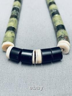 Superior Early Vintage Santo Domingo Serpentine Sterling Silver Necklace