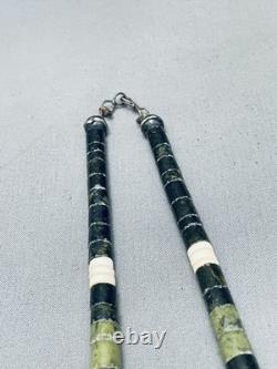 Superior Early Vintage Santo Domingo Serpentine Sterling Silver Necklace