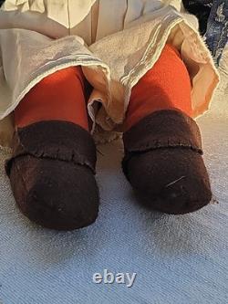 Suzy Belle Doll Hualapai Native American Cloth Doll Early 1970's Blue Flowers