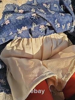 Suzy Belle Doll Hualapai Native American Cloth Doll Early 1970's Blue Flowers