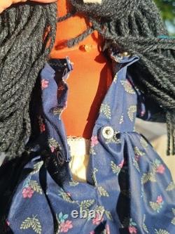 Suzy Belle Doll Hualapai Native American Cloth Doll Early 1970's Blue Flowers