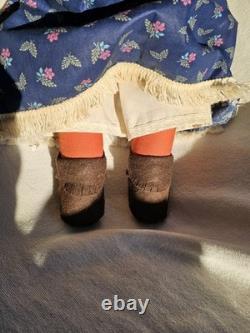 Suzy Belle Doll Hualapai Native American Cloth Doll Early 1970's Blue Flowers