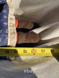 Suzy Belle Doll Hualapai Native American Cloth Doll Early 1970's Blue Flowers