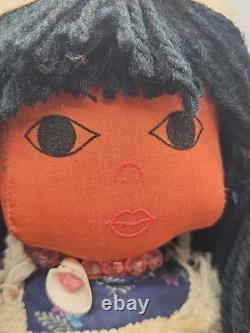 Suzy Belle Doll Hualapai Native American Cloth Doll Early 1970's Blue Flowers