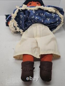 Suzy Belle Doll Hualapai Native American Cloth Doll Early 1970's Blue Flowers