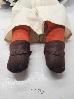 Suzy Belle Doll Hualapai Native American Cloth Doll Early 1970's Blue Flowers