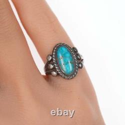 Sz4.5 Early Navajo silver and high grade turquoise ring