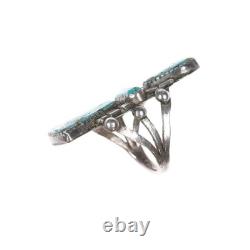 Sz6.5 Early Native American silver turquoise kachina form ring