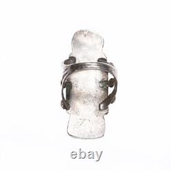 Sz6.5 Early Native American silver turquoise kachina form ring