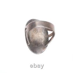 Sz6.5 c1950 Victor Coochwytewa Hopi overlay early ring sterling silver