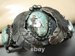 Thicker Early Vintage Navajo Royston Turquoise Sterling Silver Bracelet