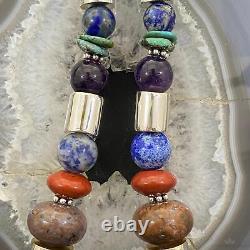 Tommy and Rosita Singer Sterling Silver Lapis and Other Beads Necklace 20