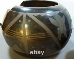Two 2 Early Signed Santa Clara Pueblo Black Ware Pottery Bowls, Howard Naranjo