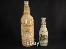 Two Early Native American Indian beaded basket bottles, Circa 1910