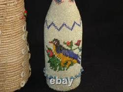 Two Early Native American Indian beaded basket bottles, Circa 1910