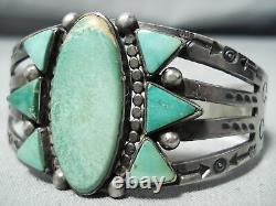 Unique Early Vintage Navajo Cerrillos Turquoise Sterling Silver Bracelet