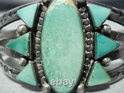 Unique Early Vintage Navajo Cerrillos Turquoise Sterling Silver Bracelet