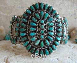 VALENTINO & MATILDA BANTEAH ZUNI Early STERLING TURQUOISE CLUSTER Cuff Bracelet