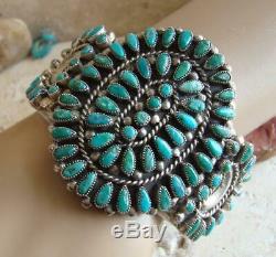 VALENTINO & MATILDA BANTEAH ZUNI Early STERLING TURQUOISE CLUSTER Cuff Bracelet