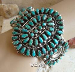 VALENTINO & MATILDA BANTEAH ZUNI Early STERLING TURQUOISE CLUSTER Cuff Bracelet