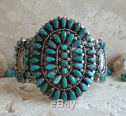 VALENTINO & MATILDA BANTEAH ZUNI Early STERLING TURQUOISE CLUSTER Cuff Bracelet