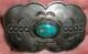 Vintage Early Navajo Great Stampwork Turquoise Sterling Silver Pin Brooch Vafo