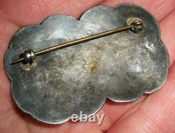 VINTAGE EARLY NAVAJO GREAT STAMPWORK TURQUOISE STERLING SILVER PIN BROOCH vafo