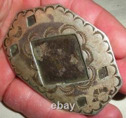 VINTAGE EARLY NAVAJO STERLING SILVER BELT BUCKLE GREAT STAMPWORK UNIQUE vafo