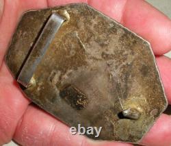 VINTAGE EARLY NAVAJO STERLING SILVER BELT BUCKLE GREAT STAMPWORK UNIQUE vafo
