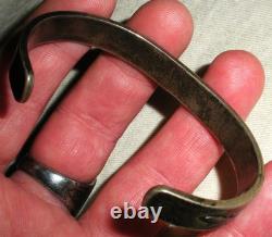 VINTAGE EARLY NAVAJO STERLING SILVER BRACELET SIMPLE CLASSIC STAMPWORK vafo