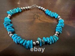 VINTAGE NATIVE AMERICAN TURQUOISE NECKLACE EARLY 1900'S 16 Inches LOOK