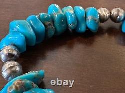 VINTAGE NATIVE AMERICAN TURQUOISE NECKLACE EARLY 1900'S 16 Inches LOOK