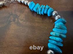 VINTAGE NATIVE AMERICAN TURQUOISE NECKLACE EARLY 1900'S 16 Inches LOOK