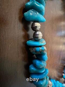 VINTAGE NATIVE AMERICAN TURQUOISE NECKLACE EARLY 1900'S 16 Inches LOOK