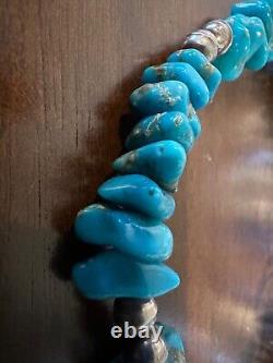 VINTAGE NATIVE AMERICAN TURQUOISE NECKLACE EARLY 1900'S 16 Inches LOOK