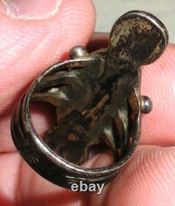 VINTAGE NAVAJO EARLY LIGHT TURQUOISE STOPLIGHT STERLING SILVER RING SIZE 4 vafo