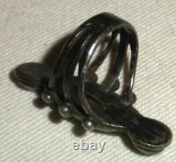 VINTAGE NAVAJO EARLY LIGHT TURQUOISE STOPLIGHT STERLING SILVER RING SIZE 4 vafo