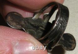 VINTAGE NAVAJO EARLY LIGHT TURQUOISE STOPLIGHT STERLING SILVER RING SIZE 4 vafo