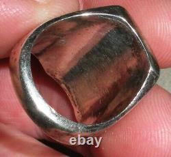 VINTAGE NAVAJO TURQUOISE EARLY STAMPWORK STERLING SILVER RING SIZE 9 vafo