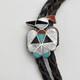 Vtg Early Zuni Thunderbird 1 Multi Stone With W-ring Clasp To Bolo String