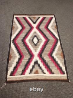 VTG Large Early Navajo Ganado Rug Navajo Weaving Hand Woven Textile 42 x 63