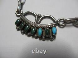 Very Early Beautiful Vintage Signed Zuni Sterling & Turquoise Necklace-no Res