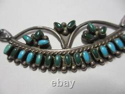 Very Early Beautiful Vintage Signed Zuni Sterling & Turquoise Necklace-no Res