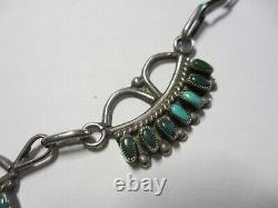Very Early Beautiful Vintage Signed Zuni Sterling & Turquoise Necklace-no Res