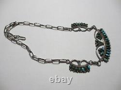 Very Early Beautiful Vintage Signed Zuni Sterling & Turquoise Necklace-no Res