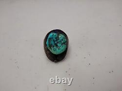 Very Early Indian Pawn Turquoise Sterling Silver Ring Size 10