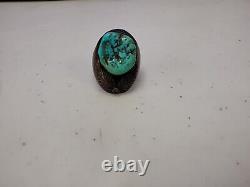 Very Early Indian Pawn Turquoise Sterling Silver Ring Size 10