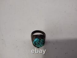 Very Early Indian Pawn Turquoise Sterling Silver Ring Size 10