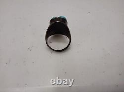 Very Early Indian Pawn Turquoise Sterling Silver Ring Size 10