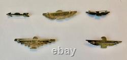 Very Early Native American Thunderbird And Arrow Souvenir Silver Pins Lot of 5